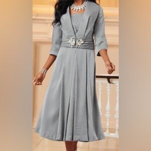 Sophisticated Gray Dress with Jacket
